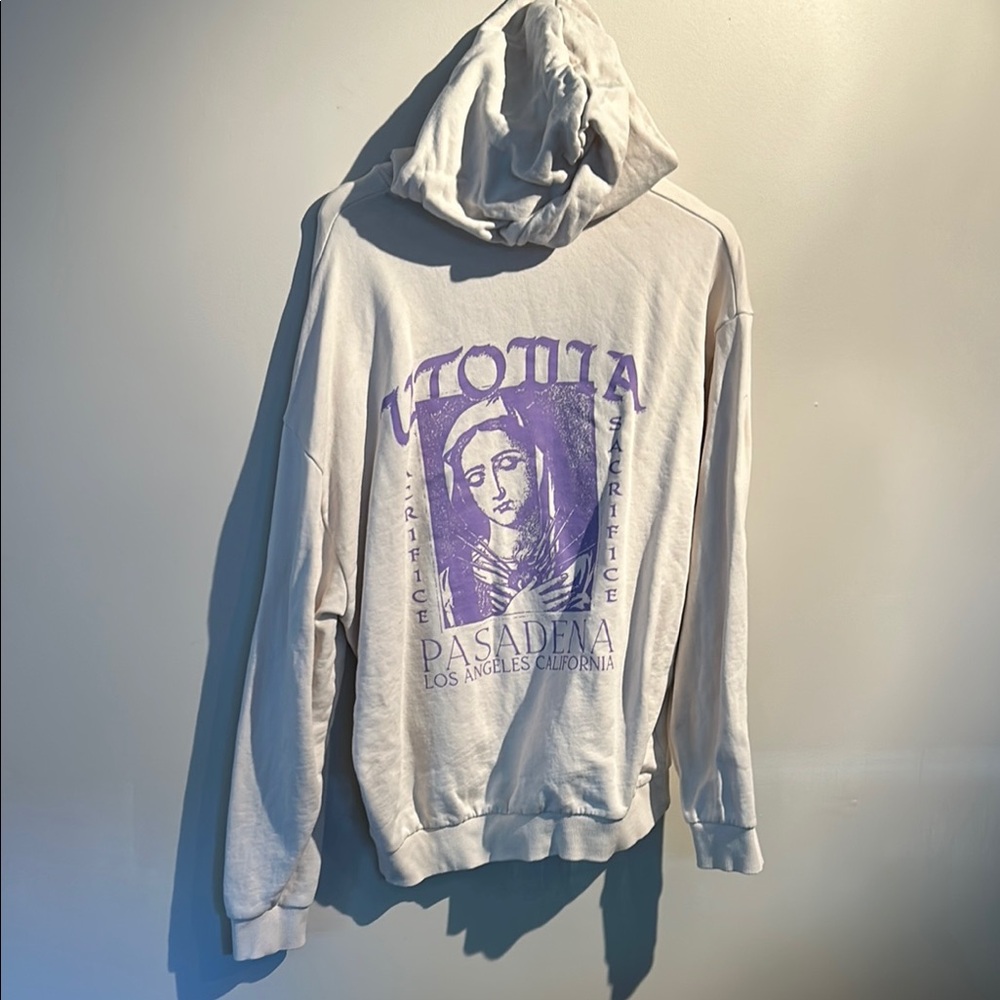 Vintage Graphic Hoodie - Cream and Purple